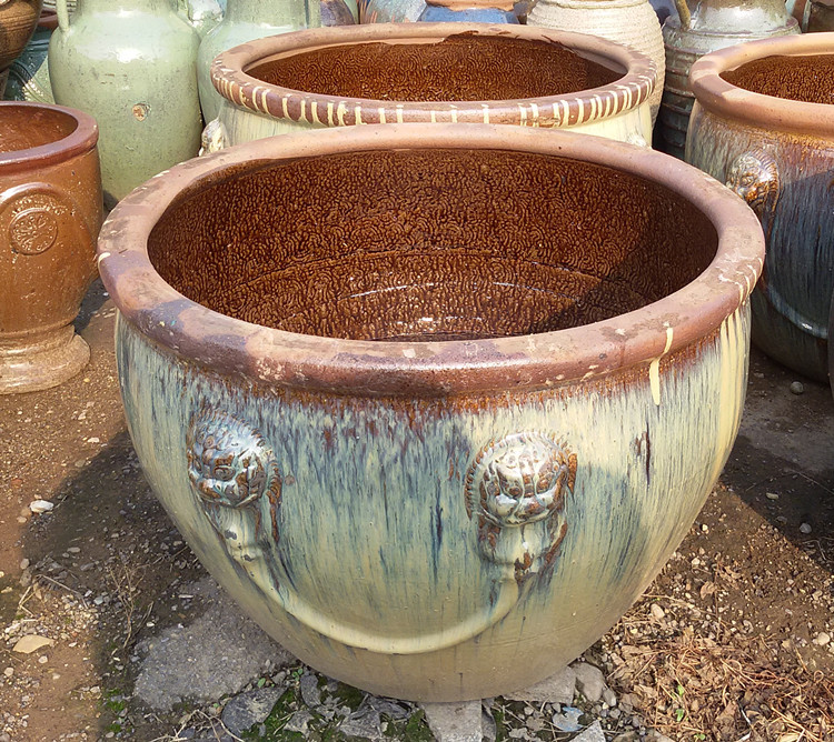 【厂家直销】园林绿化粗陶狮头缸 做旧仿古种植花盆花钵花缸水缸