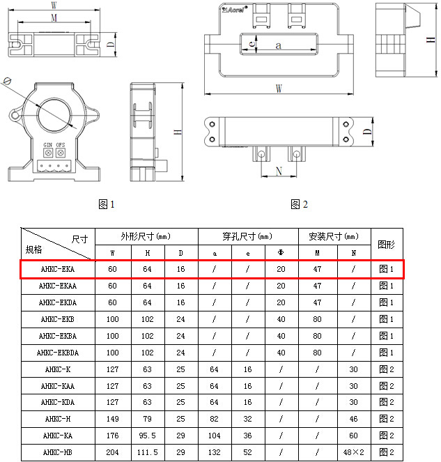 霍尔可拆卸电流传感器 AHKC-EKA 100-500A/5V 孔径40 外贸出口