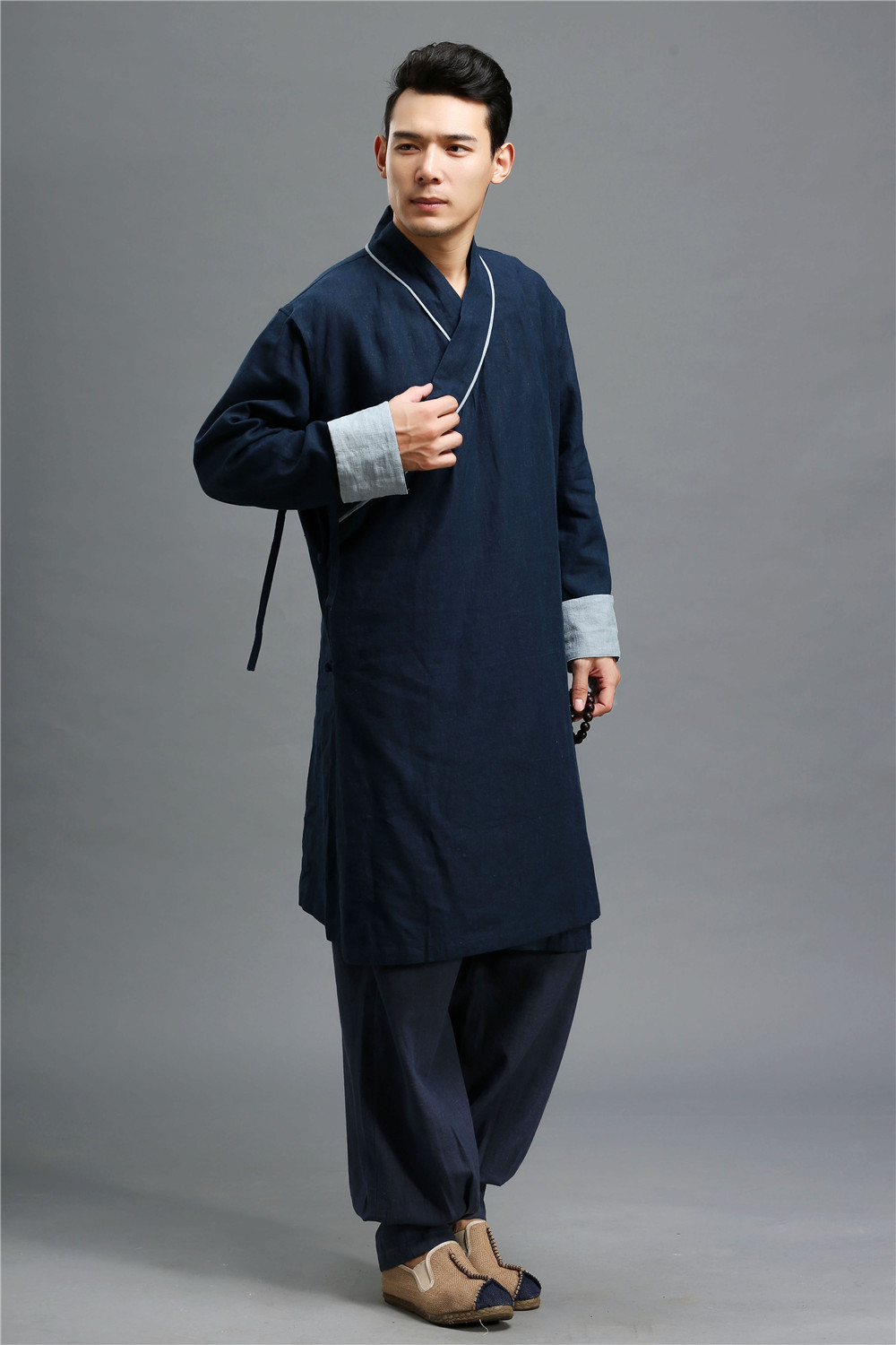 2020款男式古装汉服长袍 棉麻中式男款修身上衣外套代理加盟