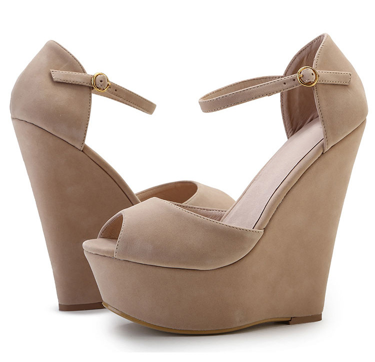 时尚性感鱼嘴中空一字扣防水台v超高坡跟15cm凉鞋tmgy1511-3