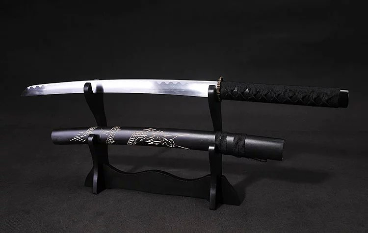 龙泉刀剑 加厚型黑色刻龙武士刀剑日本刀 东洋刀剑亚光套刀未开刃