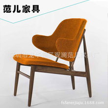 Larsen Easy Chair休闲椅子餐椅企鹅椅鸟椅实木椅弯板椅亚麻布椅