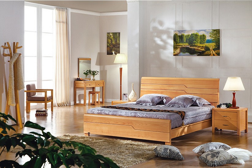 新款实木床全进口欧洲榉木1.5米 1.8米双人床 简约坚韧耐用