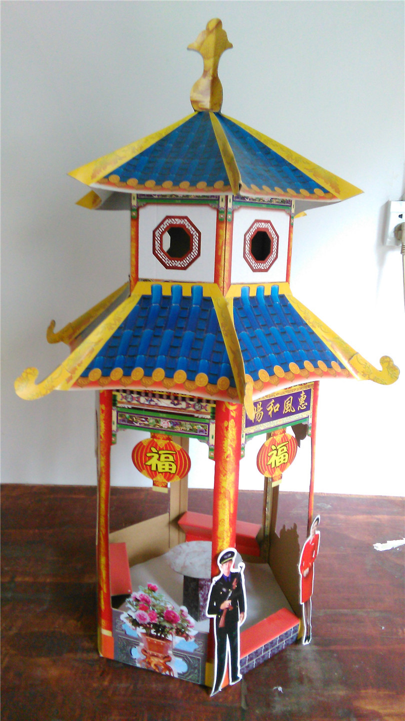 殡葬用品批发 新品大号纸亭子  六角观景凉亭  瓦楞纸厚纸板