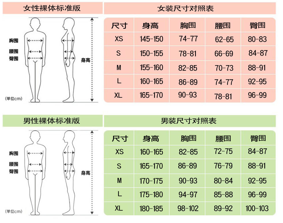 肩宽尺码对照表图片