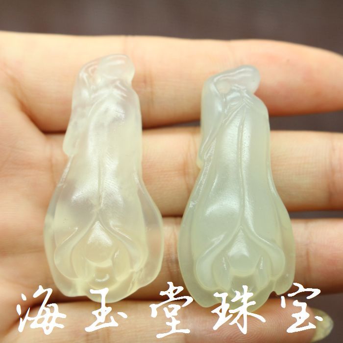 东北天然岫岩玉玉石玉兰花吊坠 花开富贵女士款挂件毛衣链