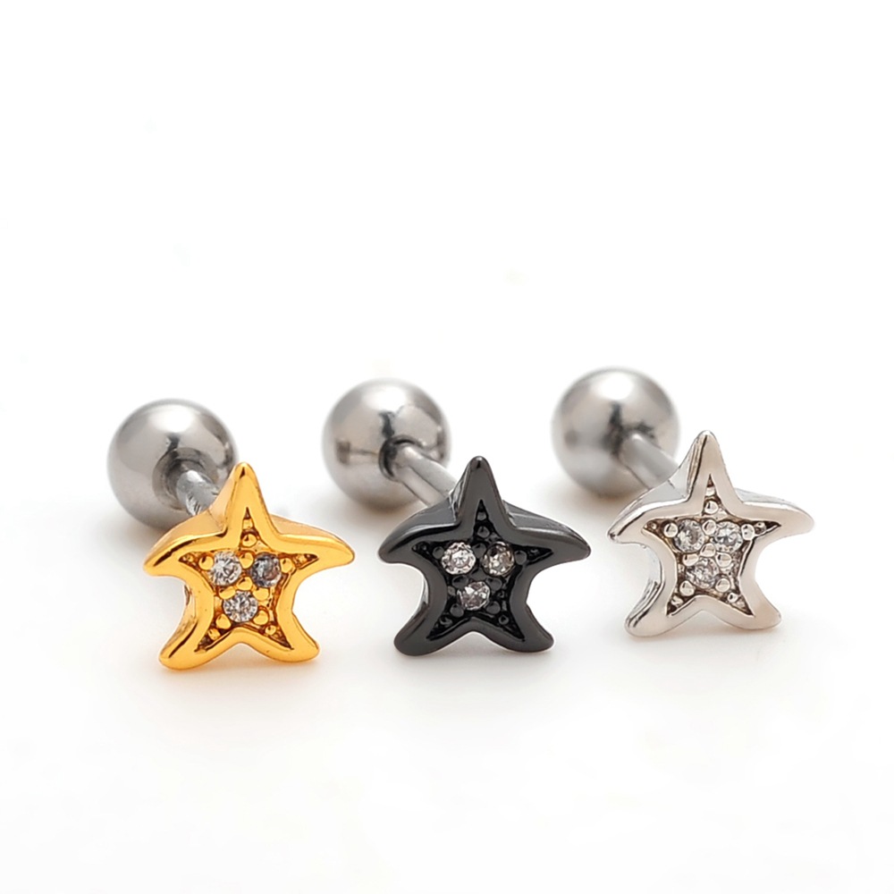 亚马逊爆款小骨钉 外贸出口海星满钻耳钉 迷你锆石首饰品欧美批发