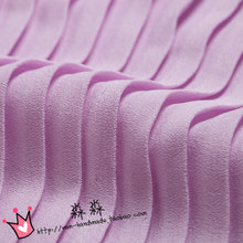 2023夏季清凉版珍珠纱布料 淡紫色风琴百褶压皱雪纺 半身裙子面料