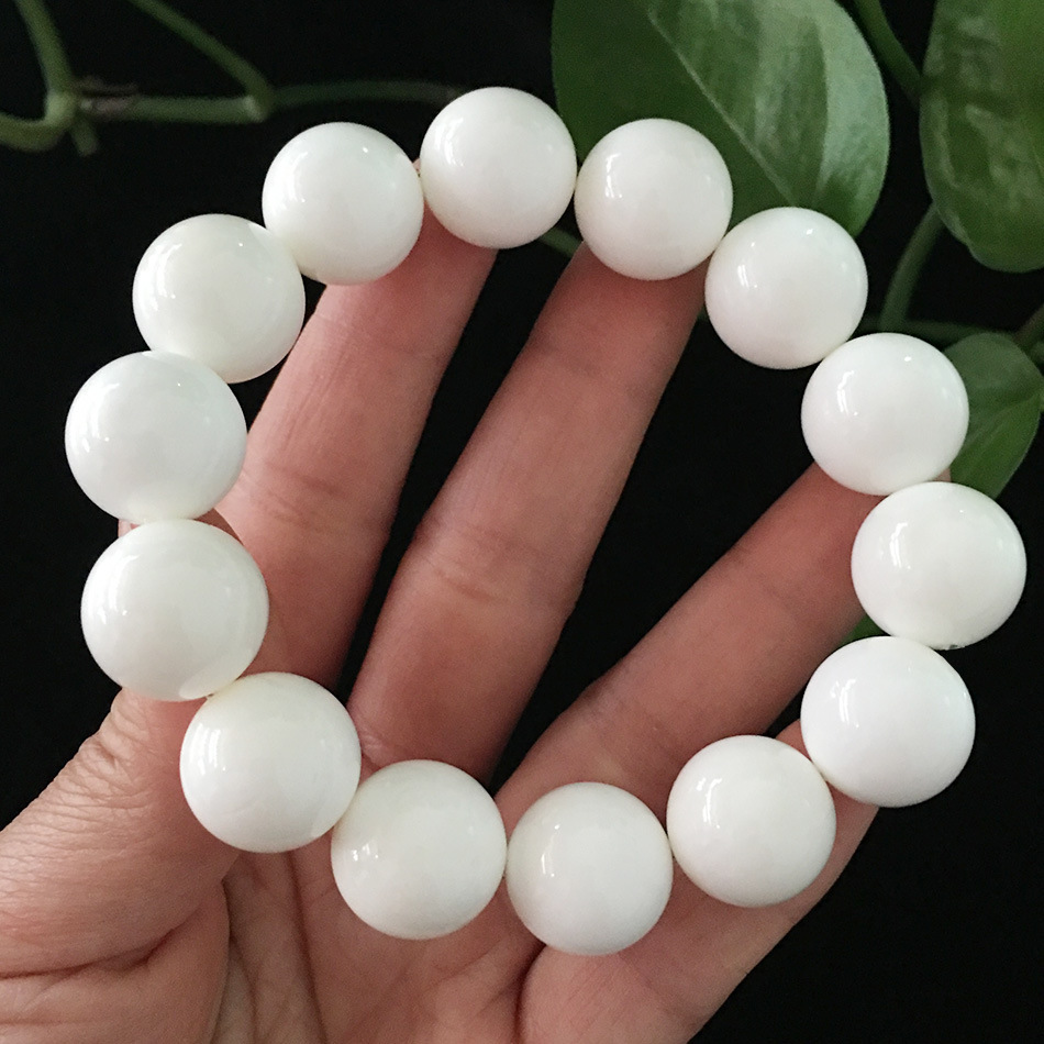怡石情缘天然正品白砗磲16mm圆珠子手串时尚男女情侣款手链批发