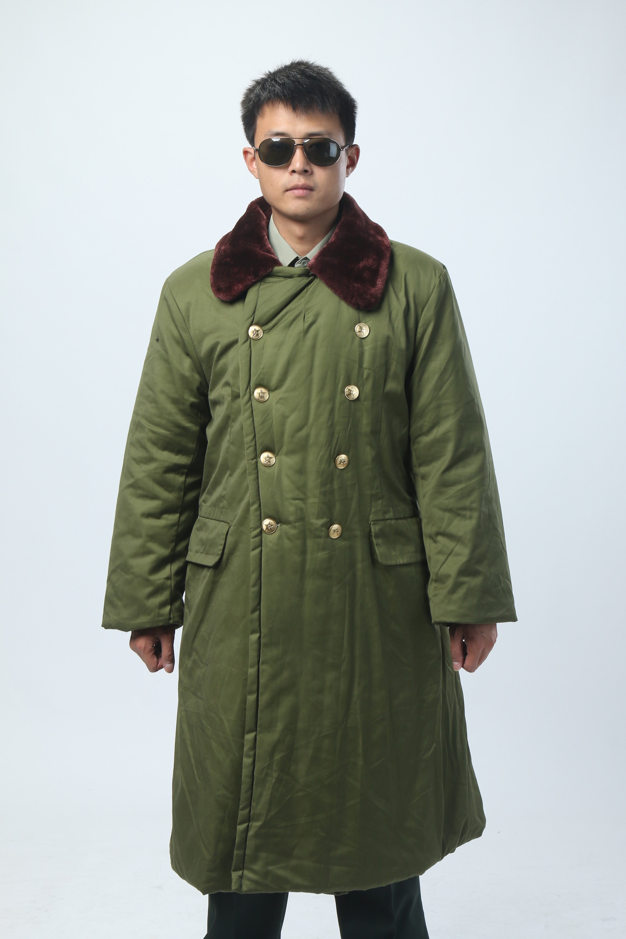 正品配发85士兵军大衣纯棉花军大衣保暖防寒部队军绿棉大衣