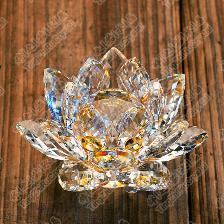 浦江水晶莲花k9七彩玻璃莲花摆件家居柜台装饰工艺品佛