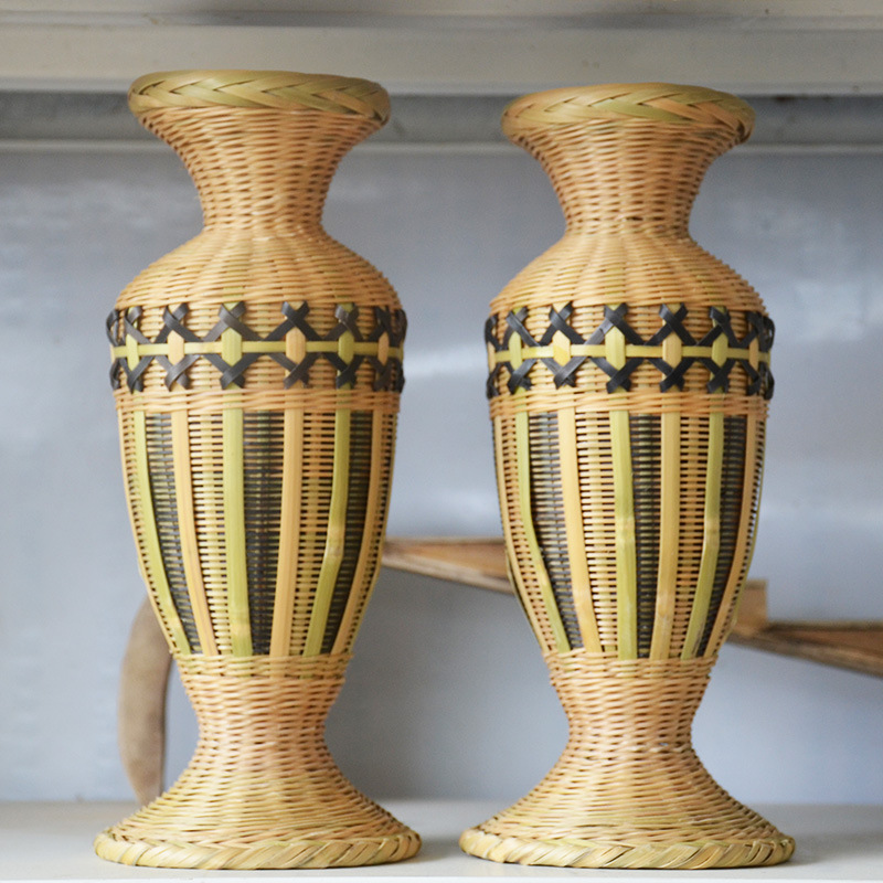 纯手工艺术品贵州竹制品 竹编花瓶收纳筐竹篮子居家装饰收藏竹器