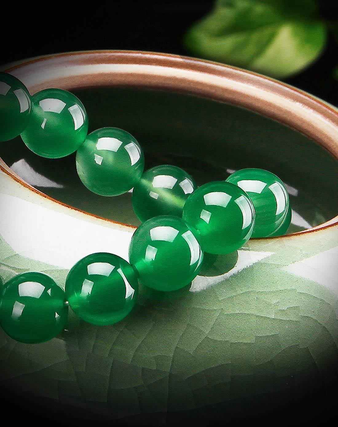 *****5a绿玛瑙 水晶时尚流行碧绿玉髓手链 绿玉髓手串