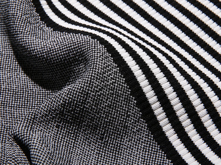 2015欧美大牌女装新款 条纹 拼接 v领 包臀针织连衣裙 140321