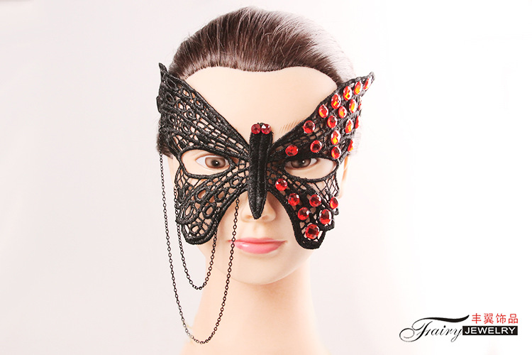 欧美黑蕾丝蝴蝶假面具女化妆舞会晚会半遮面