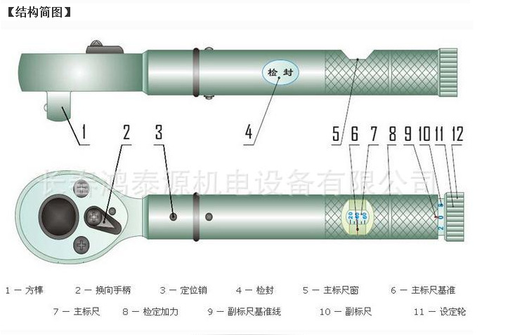 现货供应 预置式 可换头扭力扳手 扭矩扳子 套筒力矩扳手 50n.