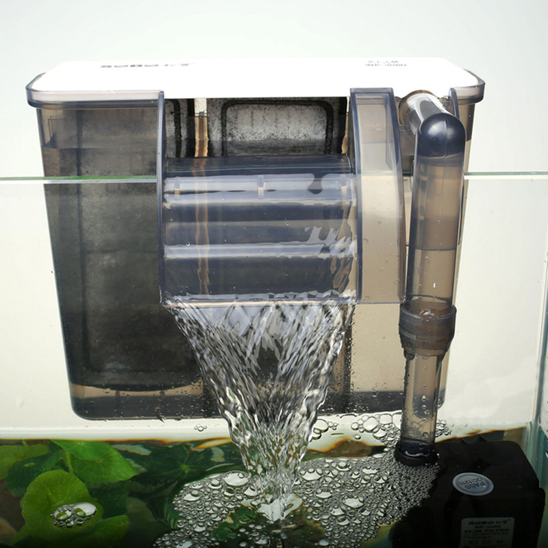 松宝超薄外挂瀑布过滤器小型鱼缸水草缸过滤泵wp-308h