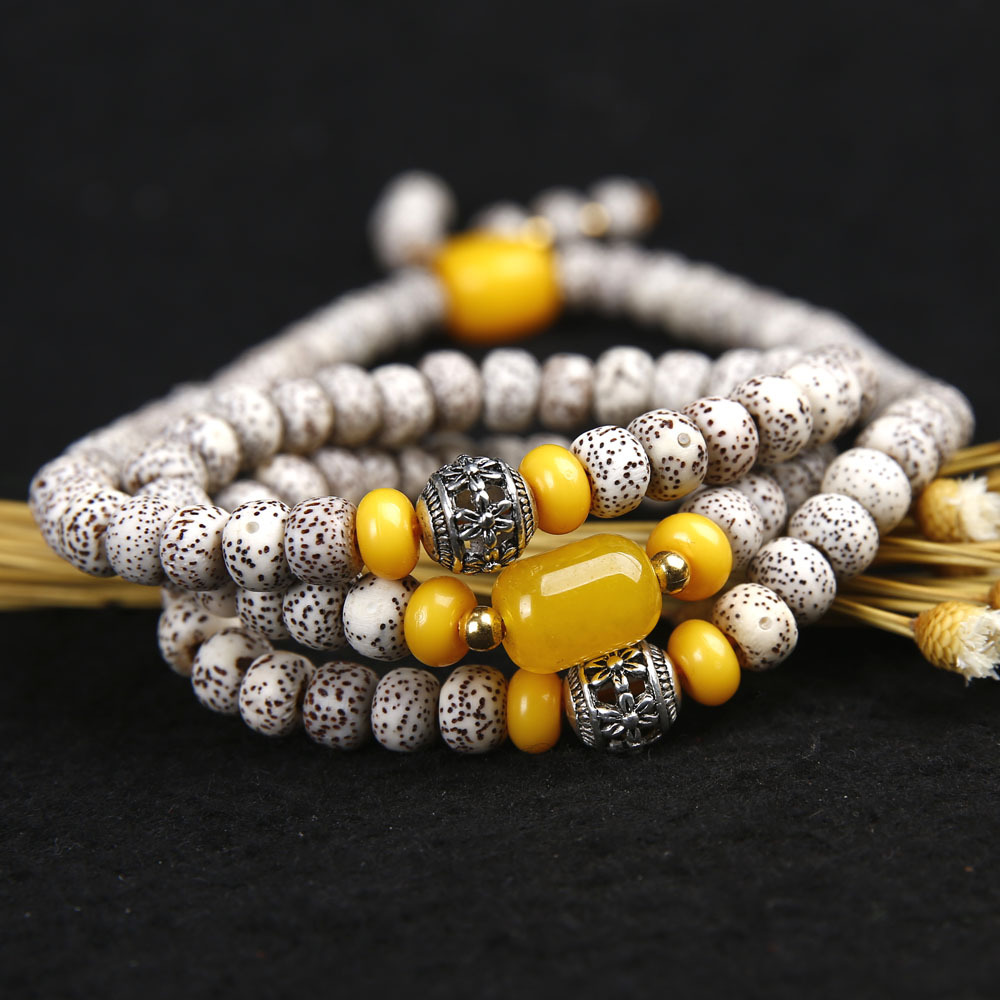 大富堂畅销范爷同款108颗a 海南星月菩提高仿蜜蜡吊坠佛珠念珠手