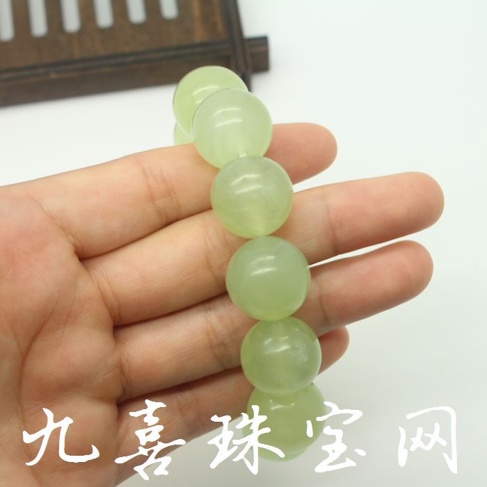 岫岩玉17毫米圆珠玉石手串手链男女款饰品首饰配饰 创意会销礼品