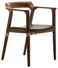 工厂直销批发水曲柳实木餐椅 现代风格北欧丹麦椅 软垫护手椅子