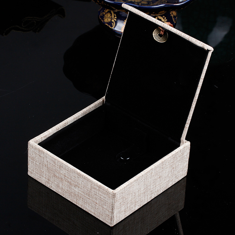 首饰盒 复古亚麻布简约荷花手链盒 中国风流苏手链盒 厂家直销