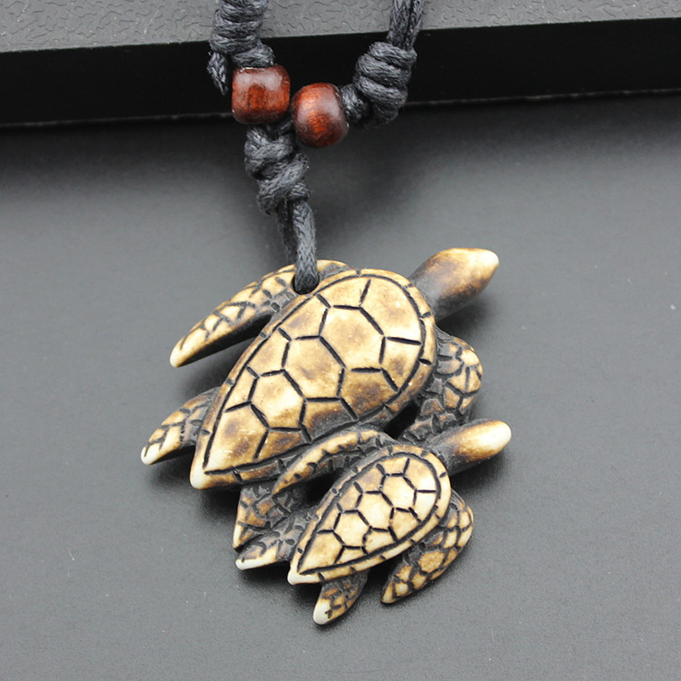两只乌龟吊坠项坠 仿骨制品情侣海龟项链 外贸饰品批发 跨境热销