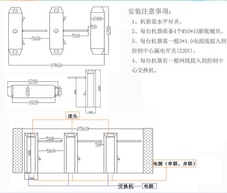 三辊闸布线图