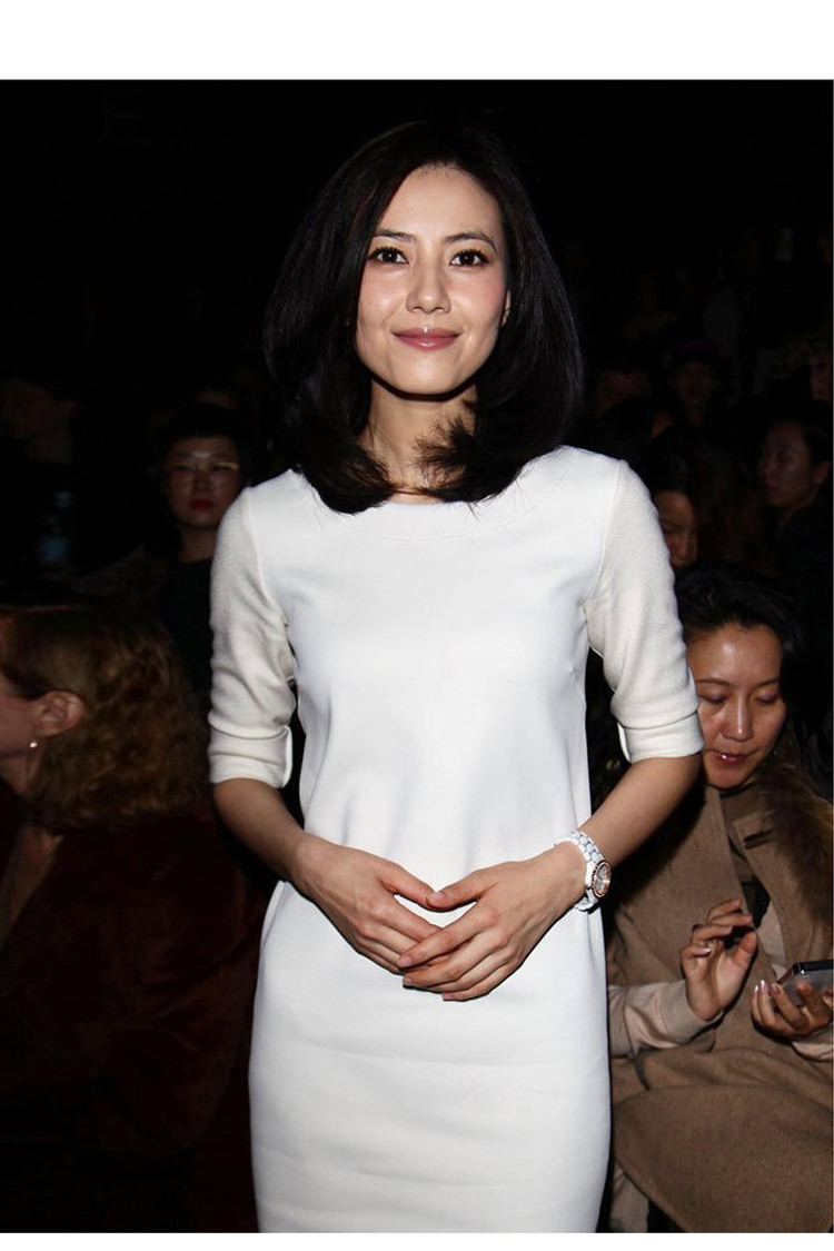 2016春秋装新款欧美大牌气质高圆圆同款长袖连衣裙修身纯白打底裙