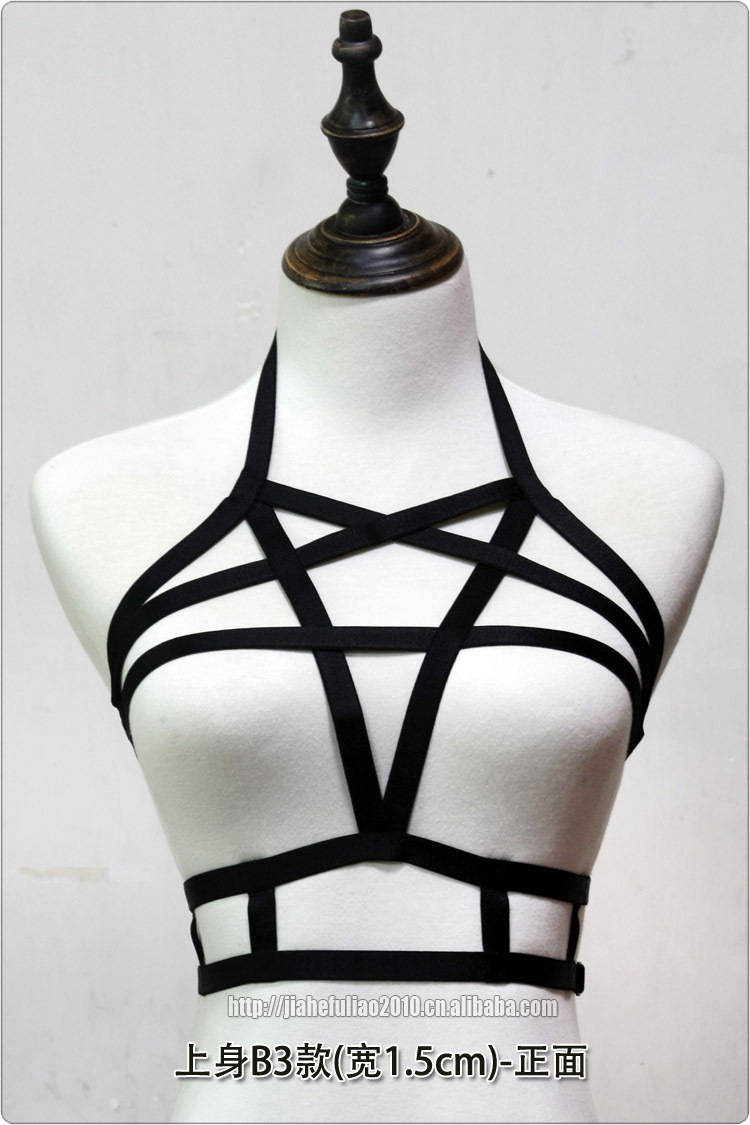 上身弹力绳衣性感情趣文胸吊带 原宿哥特捆绑束缚带裤衩舞蹈服装