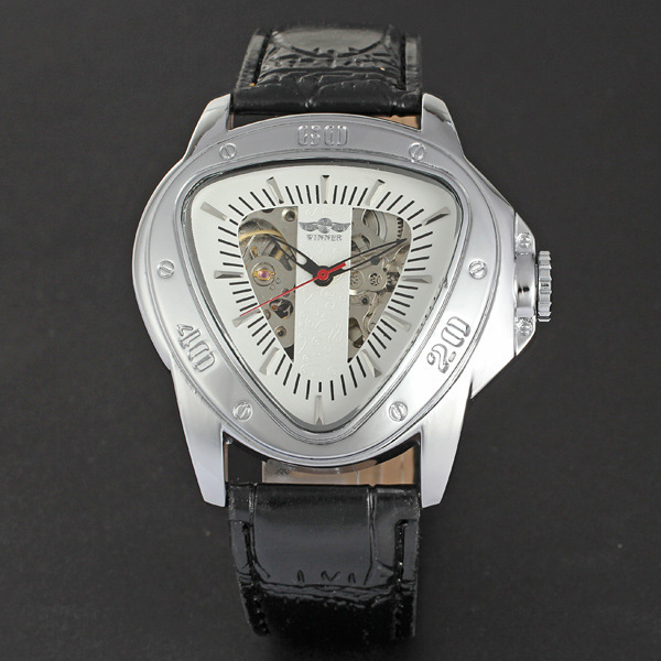 哈未星手表winner机械手表个性三角形男表 蛇头表盘腕表