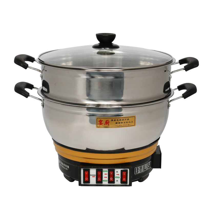 【热销】不锈钢智能炒菜电热烹饪炒菜翻炒锅 多功能家用电炒锅