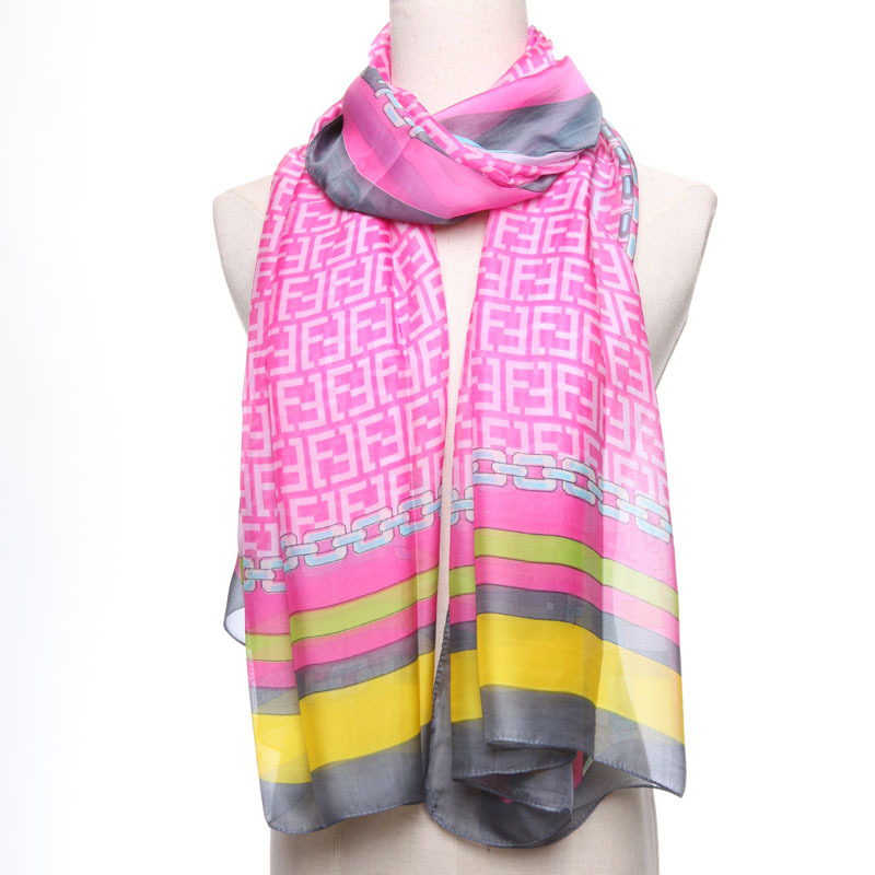 印染丝巾真丝棉女士中长条纹防晒披肩沙滩巾_