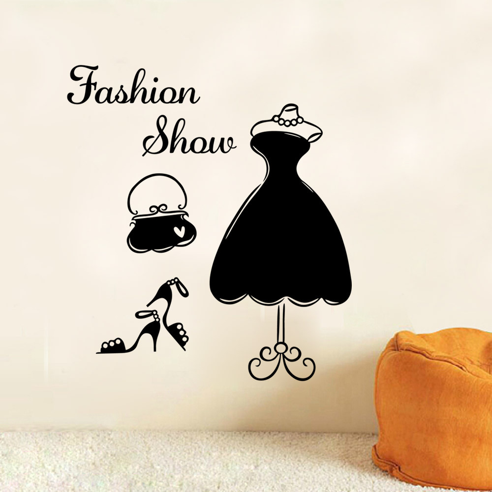 aw9277 英文fashion show 衣柜贴 橱窗贴 个性装饰墙贴定做批发