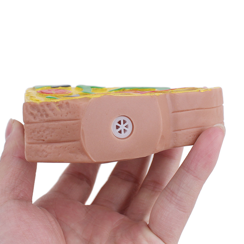 现货批发新款bb哨宠物玩具 搪胶发声披萨 12*10.5*2.5cm