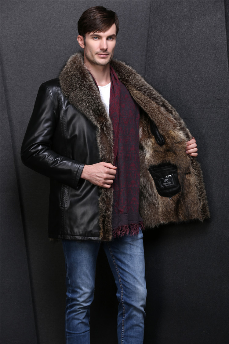 赛利莱2016秋冬新品绵羊皮皮衣男 皮毛一体中年男式皮衣批发