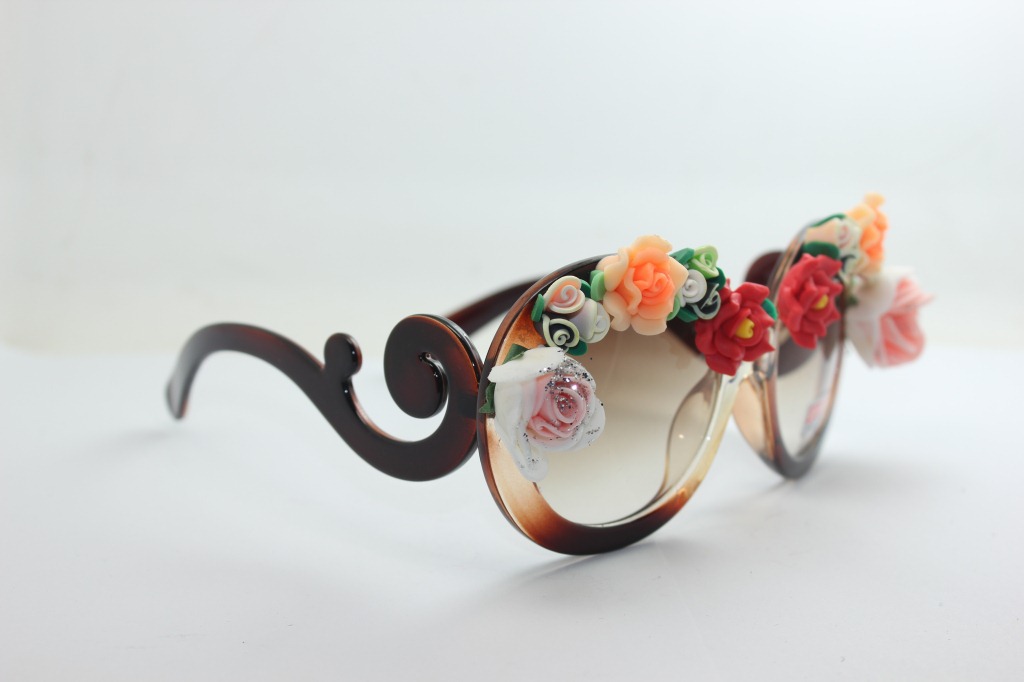 海边旅游 夏威夷蔷薇花朵纯手工diy泡沫花太阳眼镜框复古墨镜女