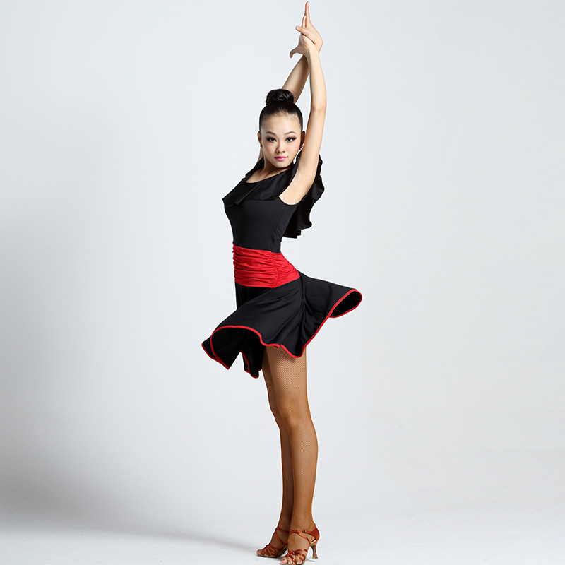 淳魅 拉丁舞裙 新款舞蹈服连衣裙广场舞表演服 成人练习服女7047