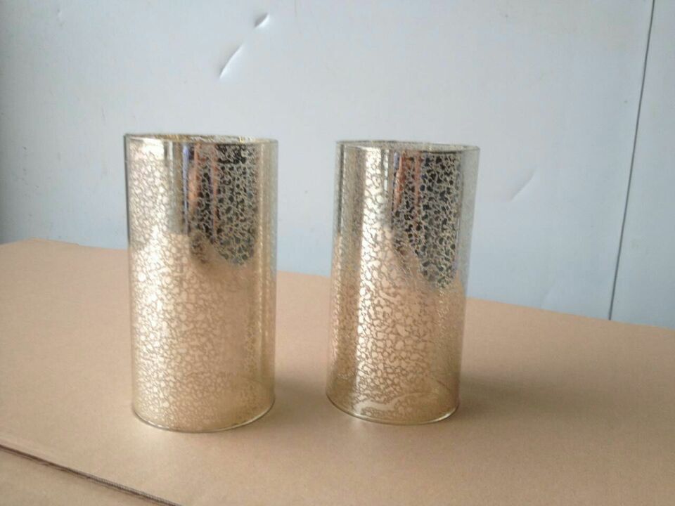 厂家直销镀银玻璃灯管 复古欧式玻璃灯罩 镀银碎银玻璃灯罩