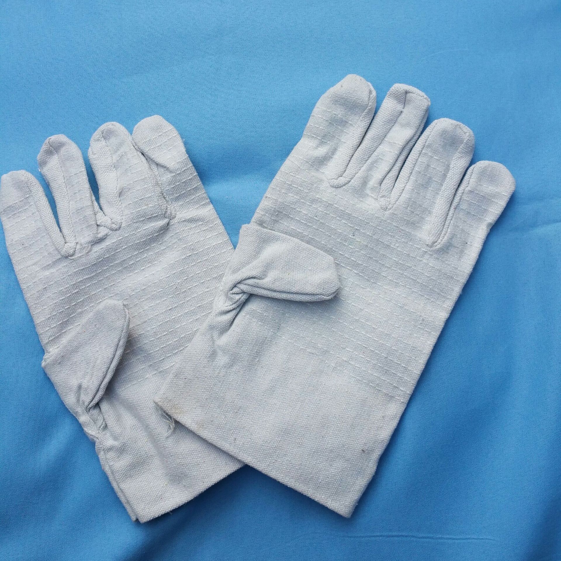 24线双层帆布手套机械机床24道线带衬电焊机械搬运加厚6线手套