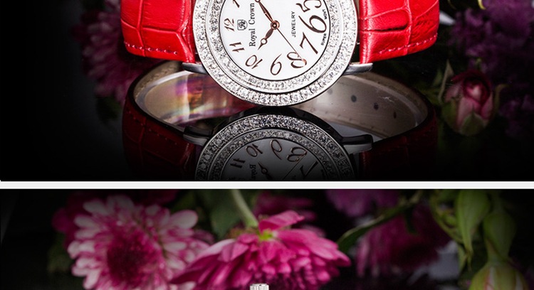 意大利royal crown萝亚克朗简约皮带手表复古表休闲镶钻女表3632