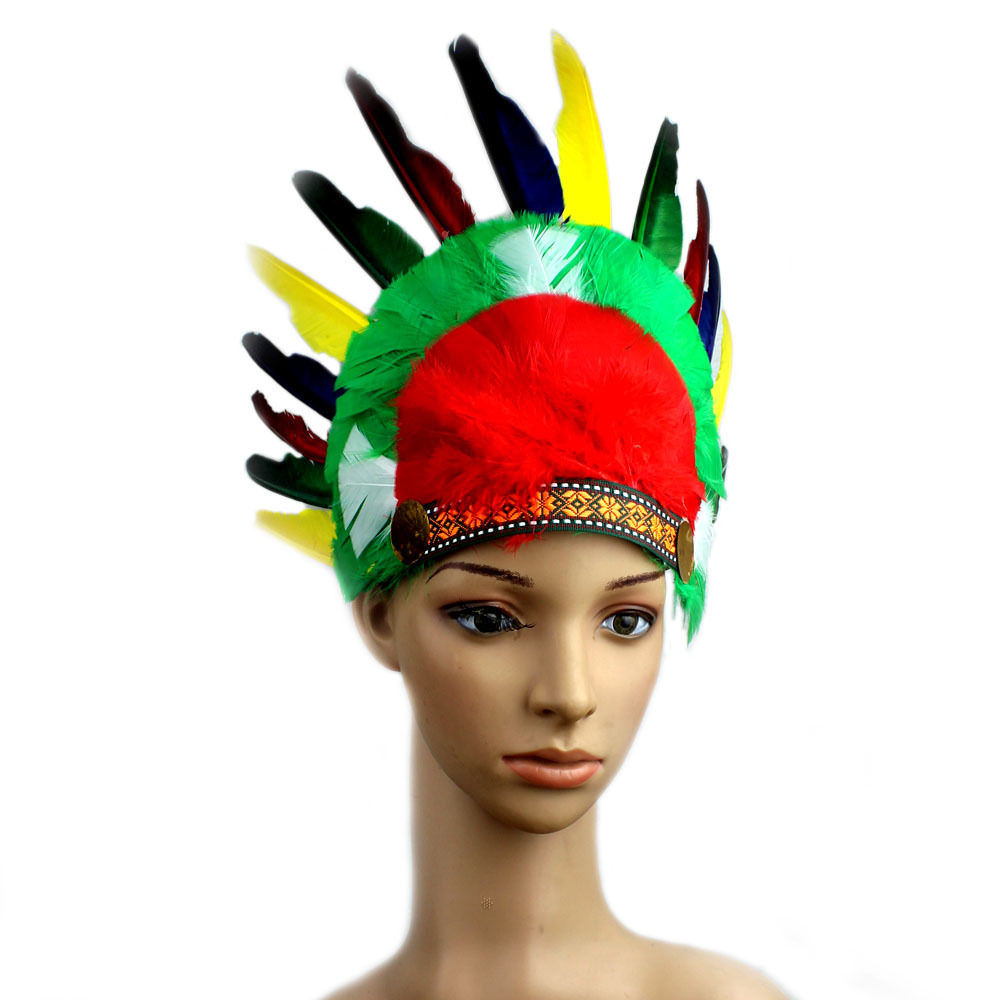 炫彩 化妆舞会道具 派对角色扮演用品 印第安人彩色羽毛头饰
