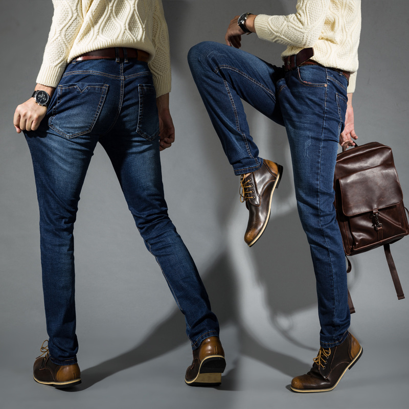 2016春夏新款修身小直筒牛仔长裤男士牛仔裤超弹力时尚休闲大码裤