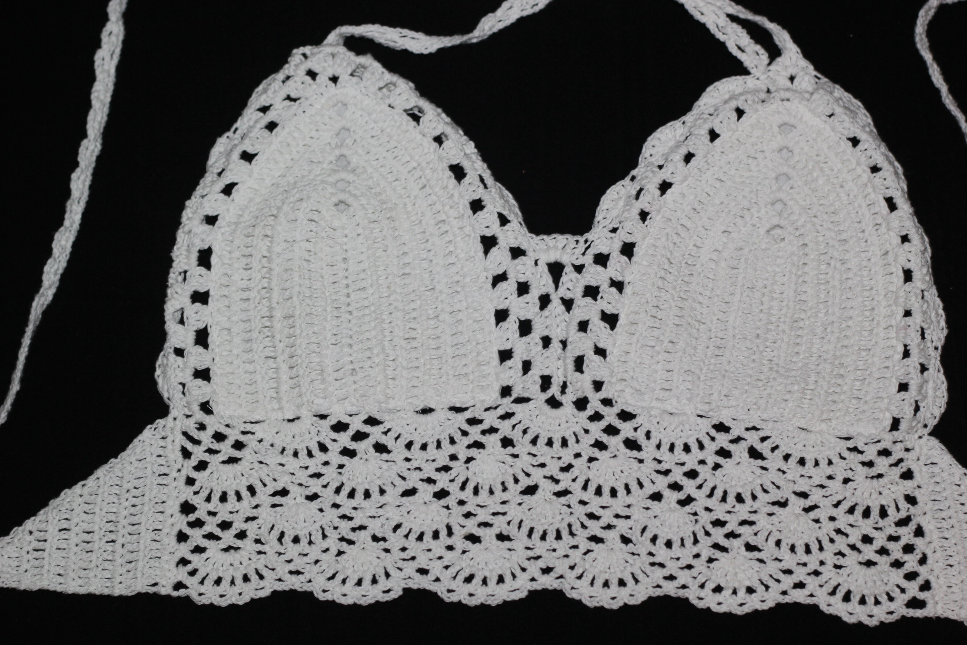 外贸新款 手工编织钩针钩针 比基尼性感沙滩露背 手钩文胸