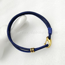蓝色不锈钢羊皮手绳_金色钛钢羊皮手链_缝制手绳可以做不同色