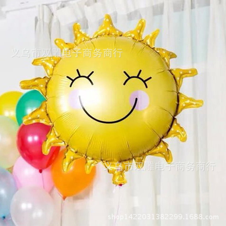 新款 大号太阳花气球铝膜铝箔 眯眼花形 儿童生日装饰派对婚庆