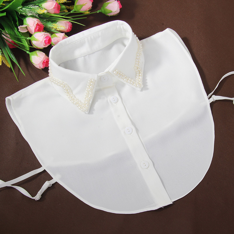 春秋冬季新款假领子女衬衫领子雪纺尖装饰领韩版毛衣领手工钉珠