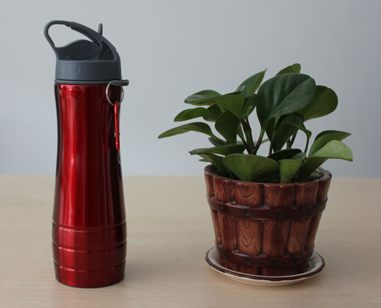 单层304不锈钢登山扣直饮户外运动水壶