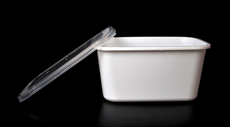 腾越2000ml一次性饭盒 长方形打包盒加厚塑料外卖快餐盒50个带盖