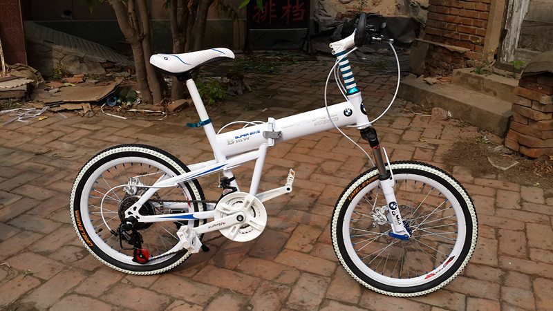 宝马20寸折叠山地车自行车双碟刹车儿童自行车山地款减震前叉