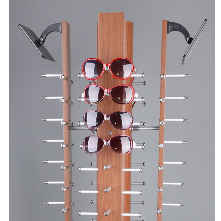 72付木纹高档太阳眼镜旋转展示架 太阳眼镜展示架旋转